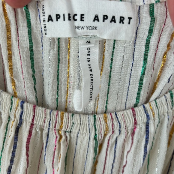 Apiece Apart Tilton Tiered Maxi Dress White Metallic Stripes Womens Size XL $435 - Picture 10 of 13